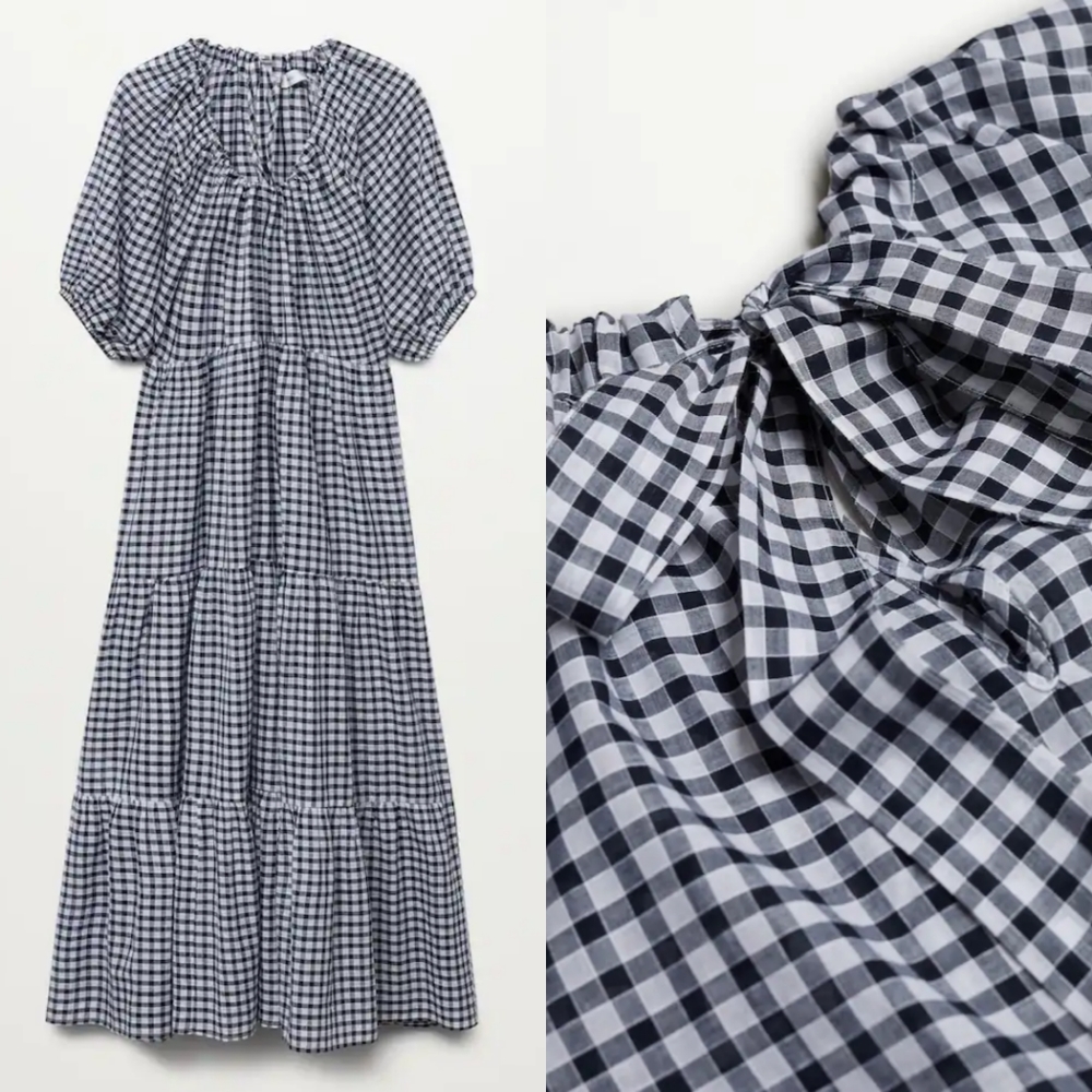 MANGO Gingham cotton dress - Picture 2 of 5
